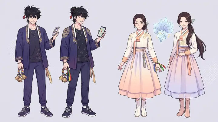 Bom and Yeon, the two guides of the comic