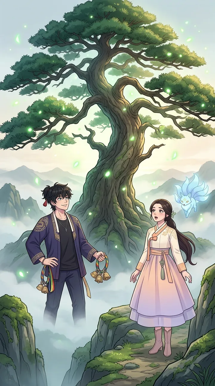 Bom and Yeon in the comic scene for the Tall Pine, the Gap Wood birthday type