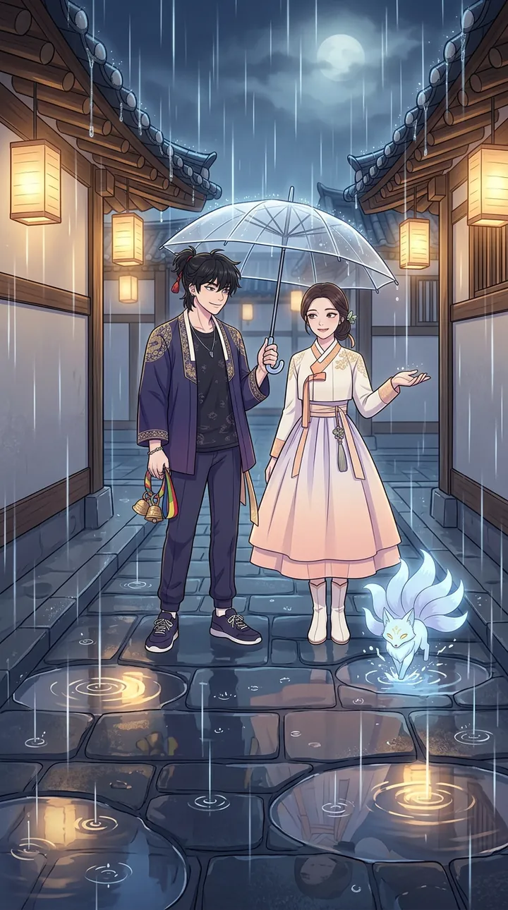 Bom and Yeon in the comic scene for the Rain, the Gye Water birthday type
