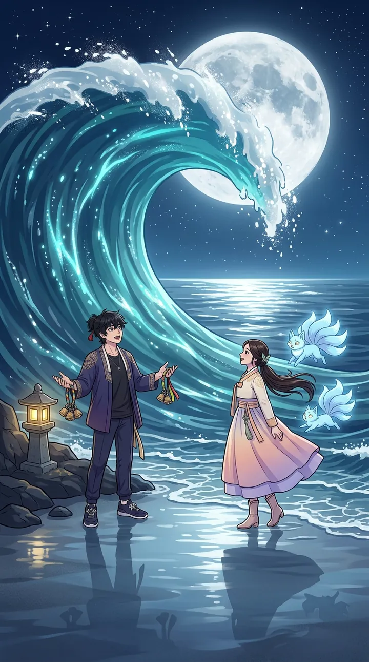 Bom and Yeon in the comic scene for the Ocean, the Im Water birthday type